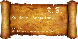 Kazári Bertalan névjegykártya